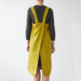 Moss Green Linen Pinafore Apron