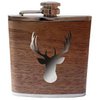 Flask made of stainless steel, real wood casing, deer motif