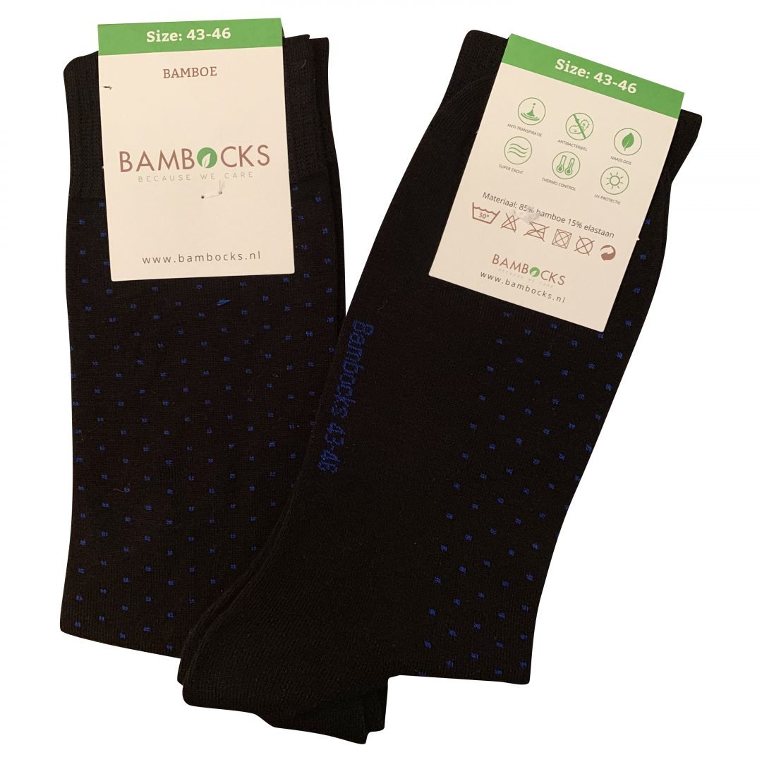 Calzini Bambocks Bamboo 4 paia puntinato nero/blu