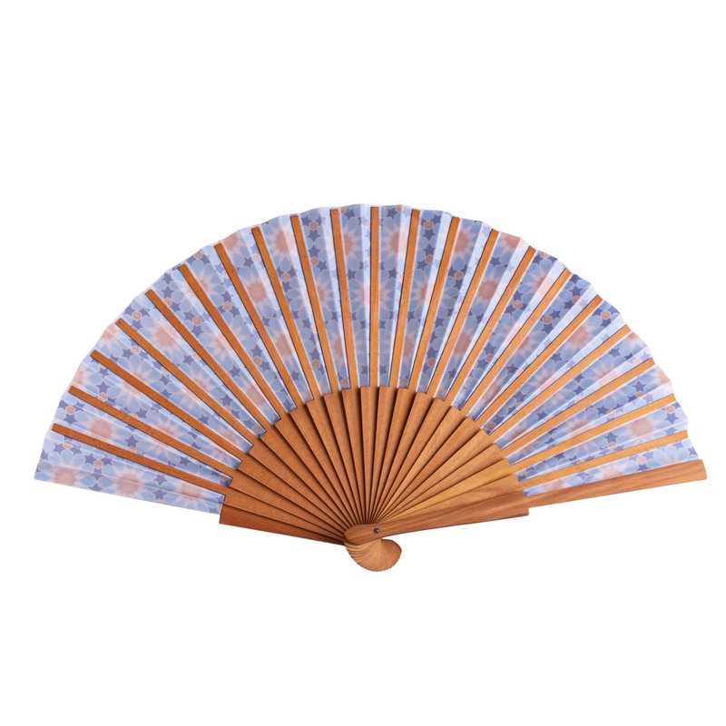 Andalusi Star Medallion Satin Hand Fan Nazira 23 cm