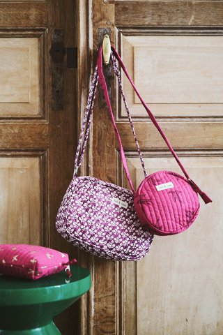 Small round kids bag - Magenta Bird