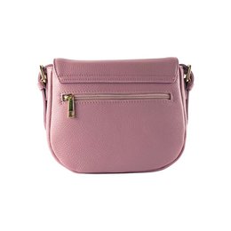 RB1002AZ | Borsa a Tracolla in Vera Pelle Made in Italy con Tracolla removibile in pelle e attacchi con fibbie in metallo Oro Lucido - Colore Rosa Antico - Dimensioni: cm 26 x 20 x 10