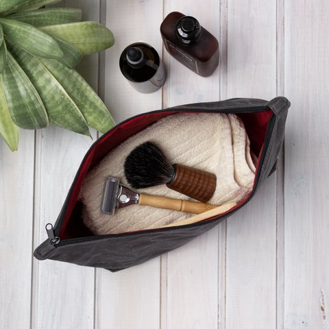 Extra großes Dopp-Set aus gewachstem Canvas für Männer, wasserabweisender Rasierwaschbeutel, robuster Herren-Kulturbeutel, Reisegeschenk