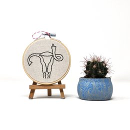 Handmade Embroidery Hoop Wall Art - Uterus - Textile Wall Art Decoration (10cm)