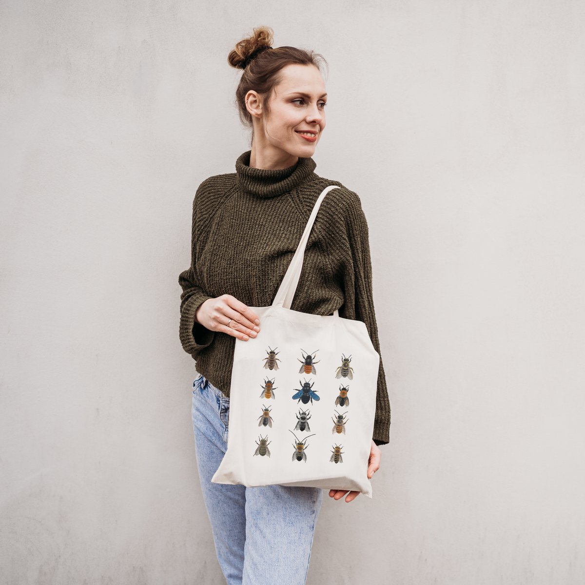 Sac en coton durable avec abeilles, sac mort