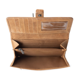Handmade “Wind Rider” Leather & Hair-on-Hide Wallet – Artisan Tooled Western Clutch in Saddle Brown