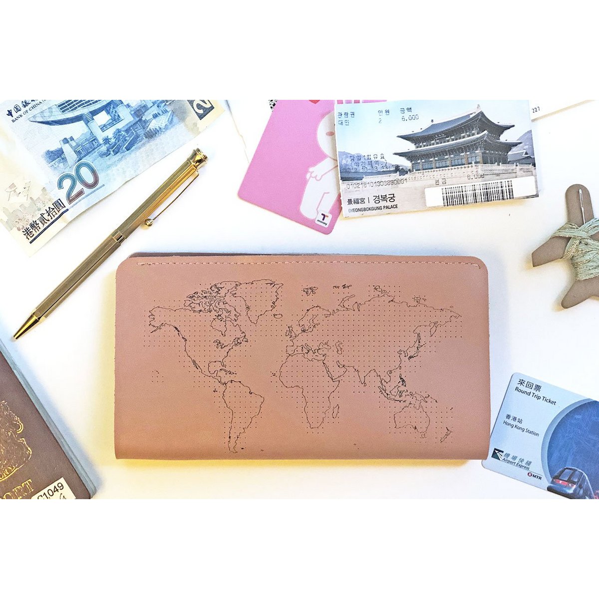 Stitch Travel Wallet - Roze