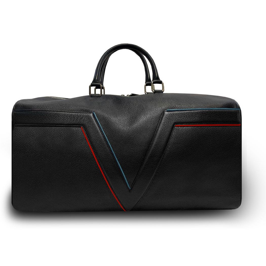 Bolsa de viaje VISTA AL LAGO. Colección Initial - Negro - Bordes rojos y azules