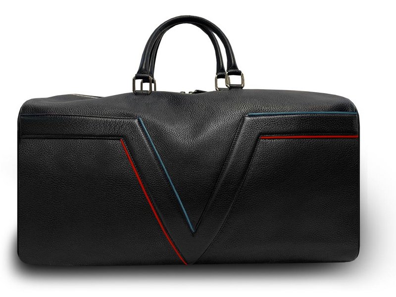 Borsa da viaggio VISTA LAGO. Collezione iniziale - Nero - Bordi rossi e blu