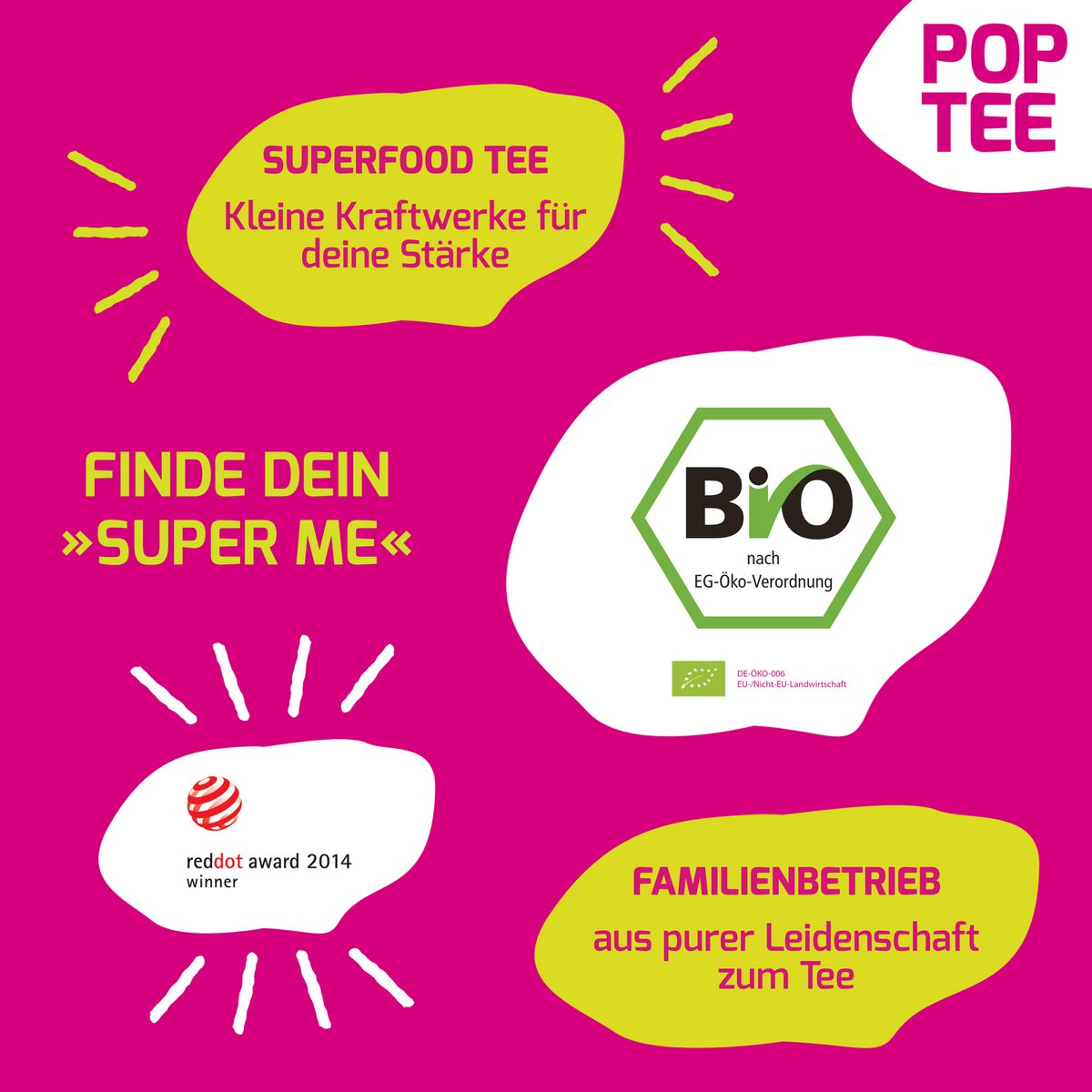 POP TEE Trio ProbierBox - Bio Superfood Tee