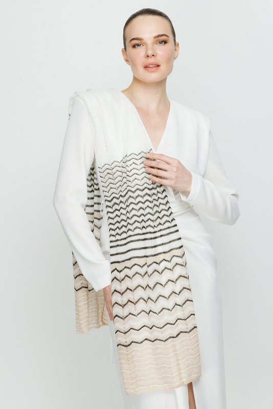 Cybele Shawl Ecru-Beige-Black