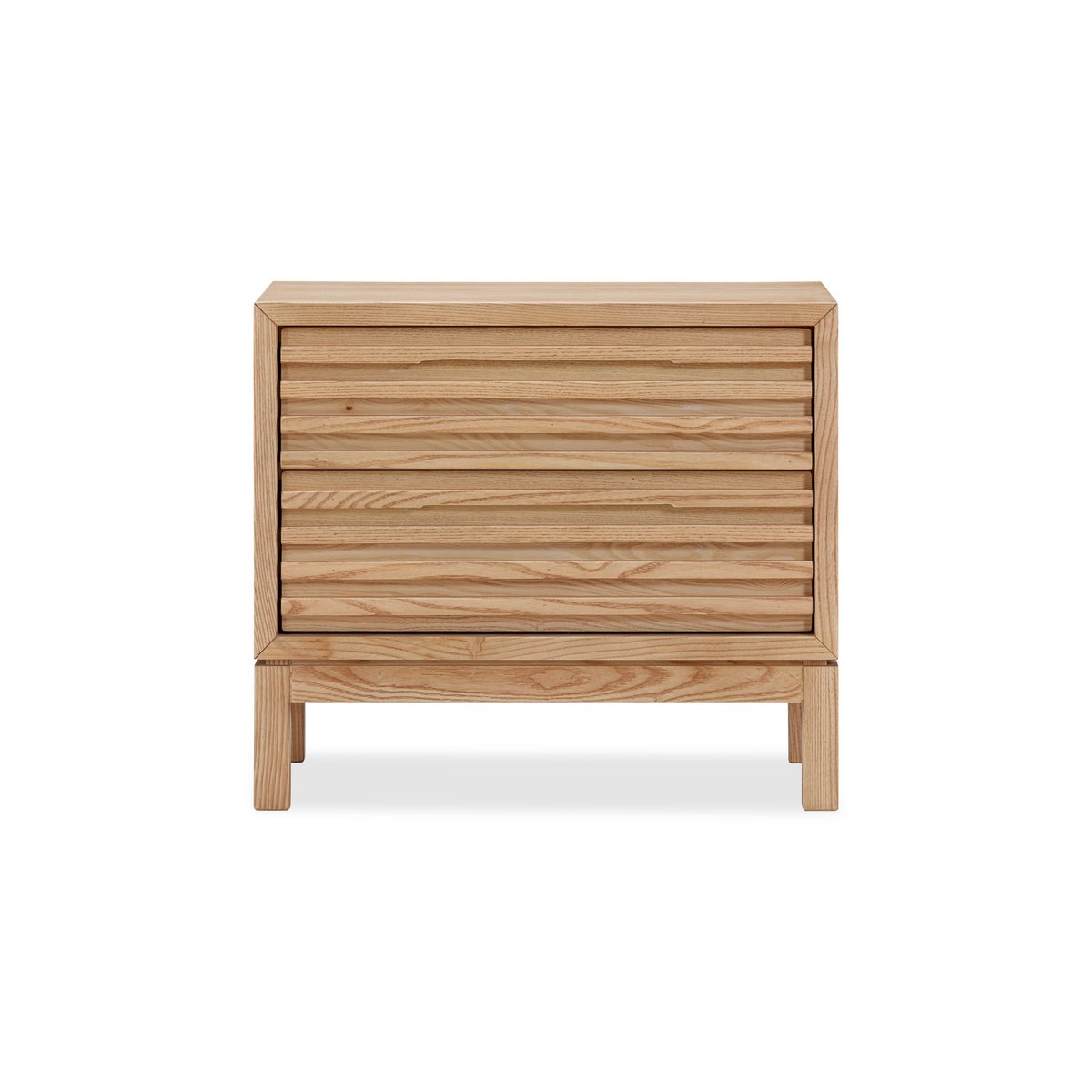 Table de chevet à deux tiroirs en bois de frêne Tanner en lin