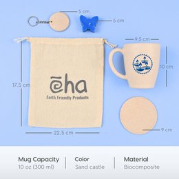 Cesti regalo Ecofy Earth Friendly Diwali | Tazza stampata Diya, sottobicchiere, portachiavi, candela, sacchetto regalo, biglietto