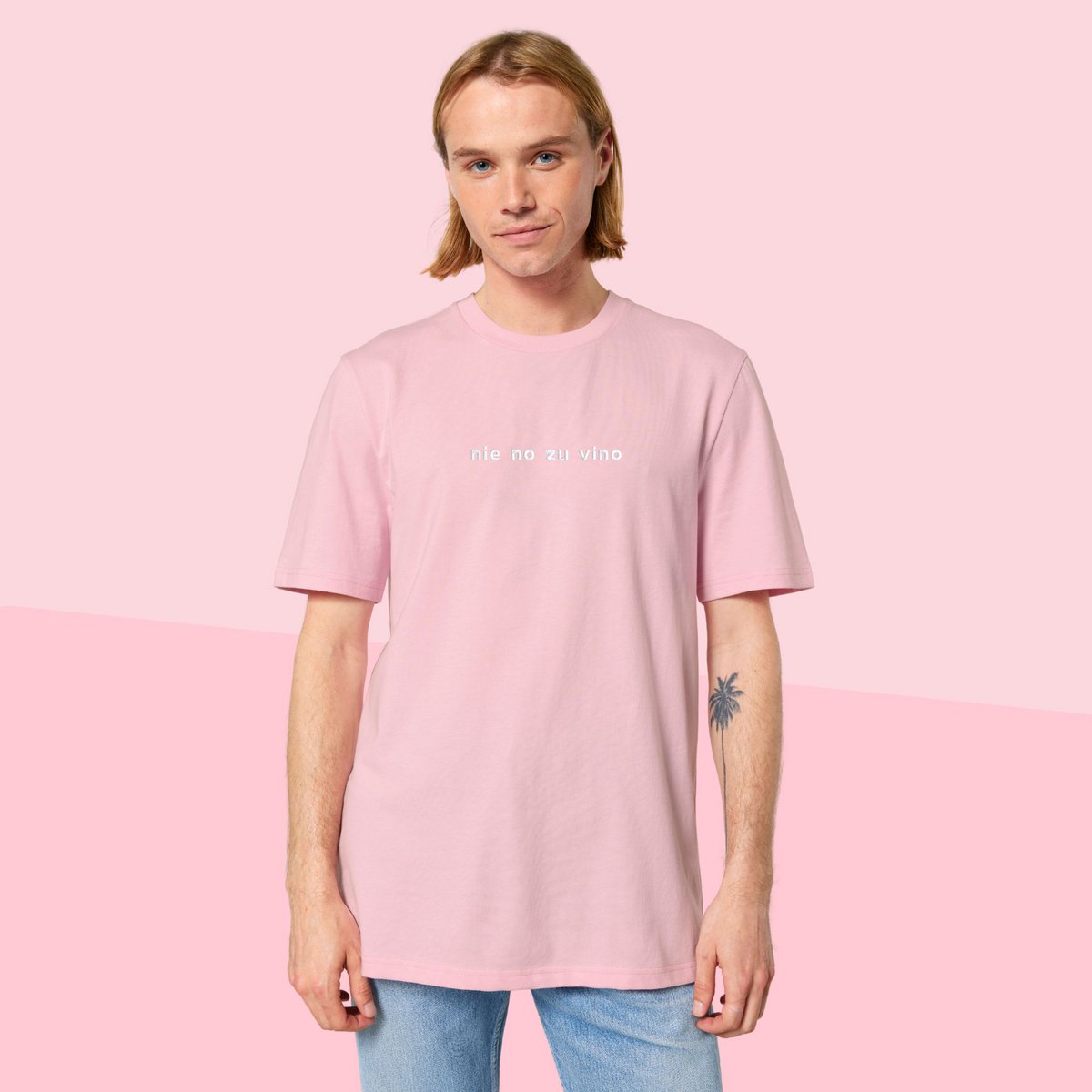 NEVER NO TO VINO T-shirt unisex realizzata in cotone biologico