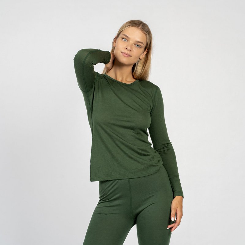 Women's Merino 160 Long Sleeve Crew Dark green