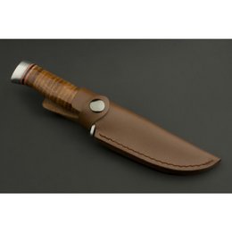 ED MAHONY Taiga Hunter Jagdmesser mit Griff aus Lederstreifen, 440C