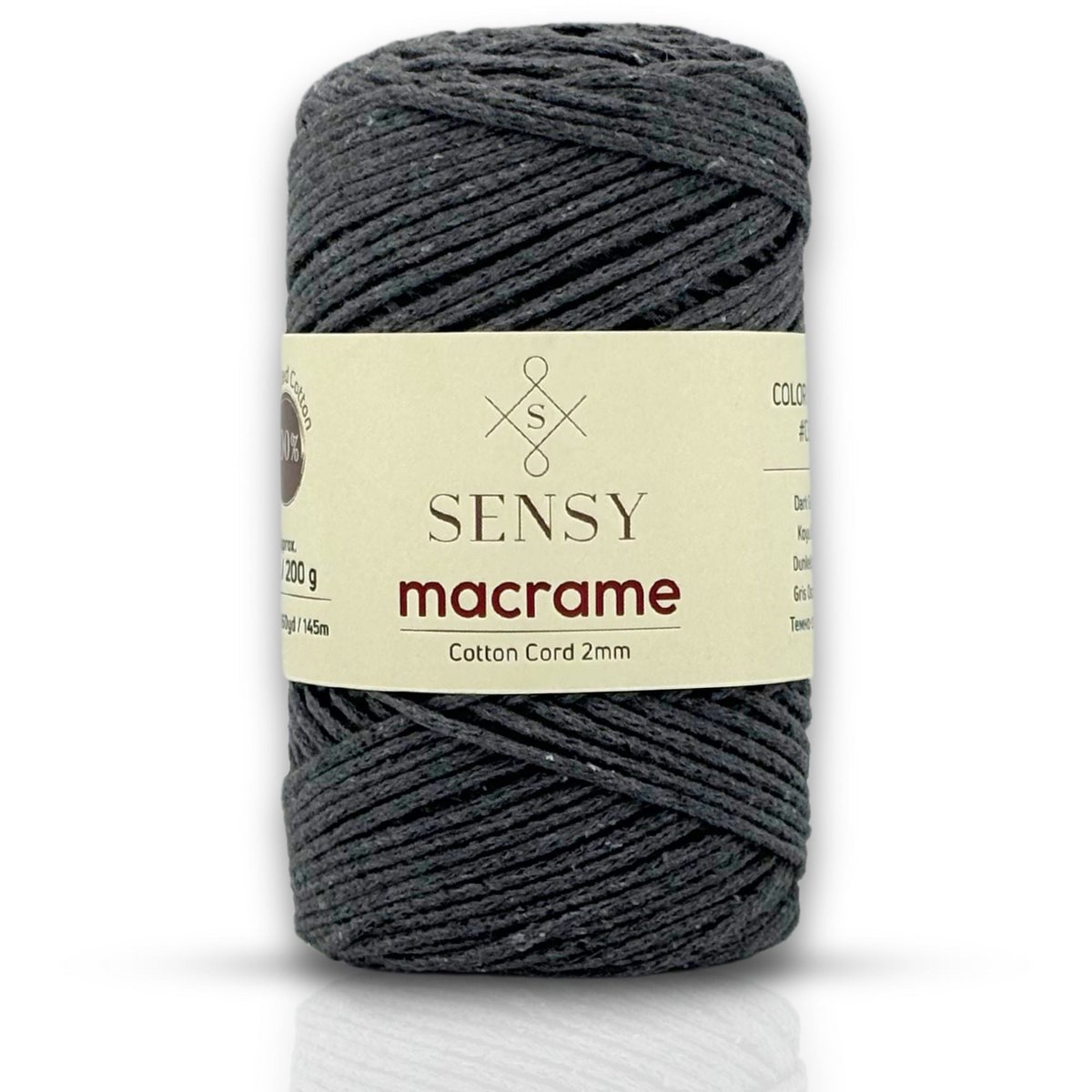 Sensy Premium 2 mm - 160 yards 100 % genanvendt bomuldsmacrame-ledning