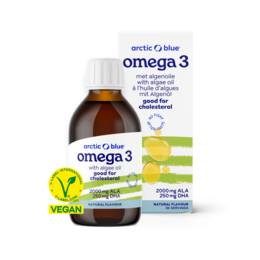 Algae oil DHA and linseed oil ALA supplement in a vegan formula. Contains omega-3 fatty acids for heart and brain health.
