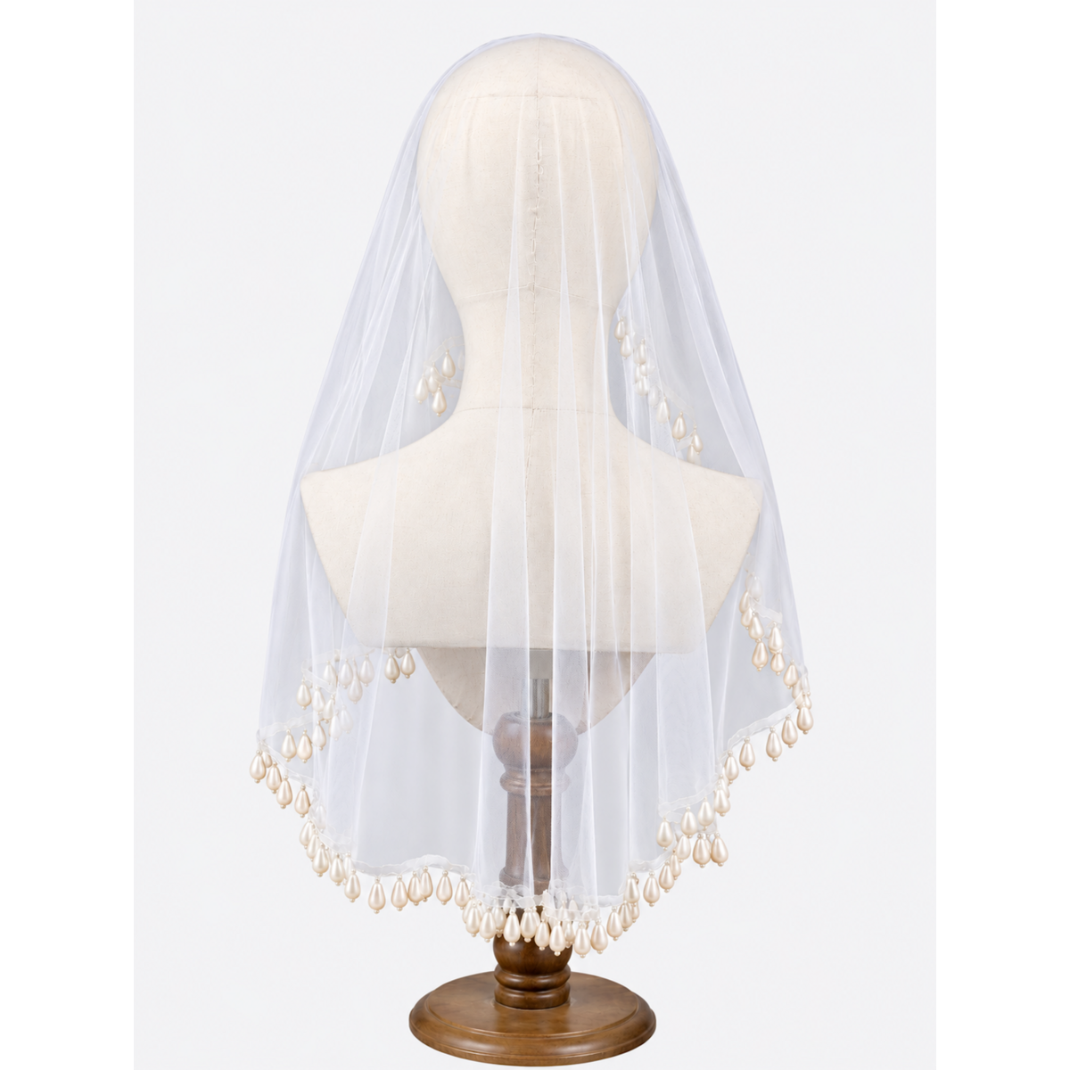 Romantic Teardrop Pearl Fringe Bridal Wedding Veil