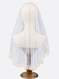 Romantic Teardrop Pearl Fringe Bridal Wedding Veil