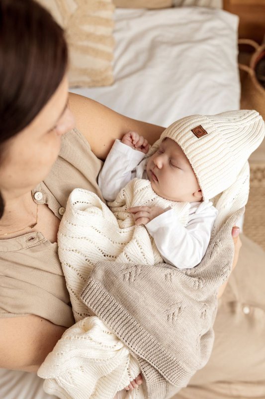Couverture bébé AUSILIA - coton - CRÈME