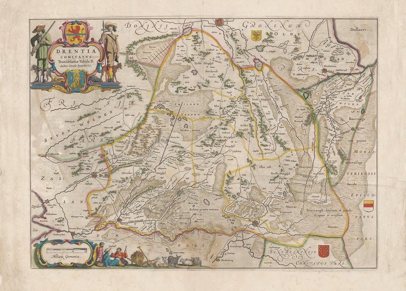 Plakat Historisk kort over Drenthe - Kort 1642