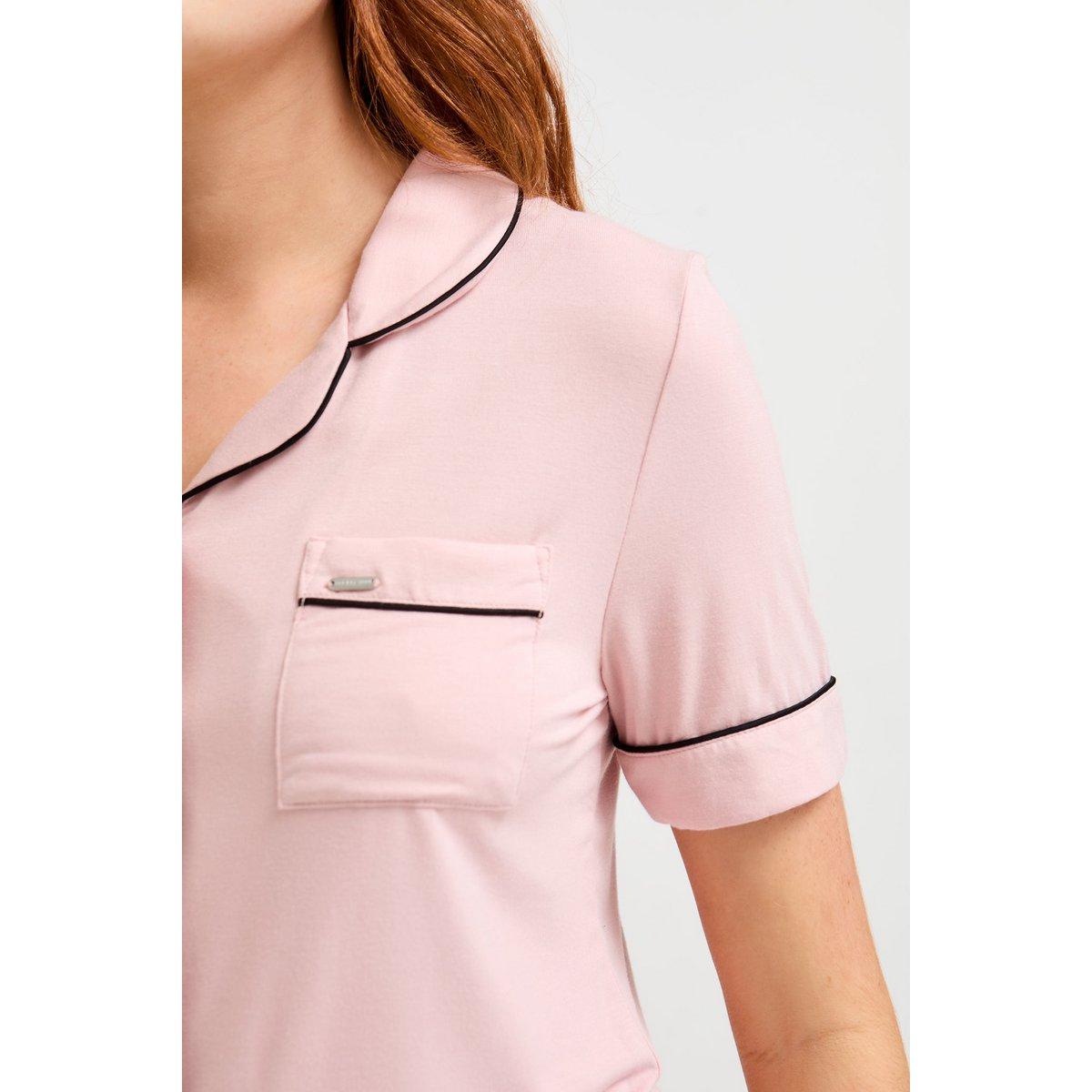 Camicia di bambù corta set in rosa