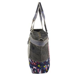 Damska torebka Sunsa. Torba na ramię wykonana z dżinsów, płótna i skóry z recyklingu. Torba w stylu retro vintage. Duża damska torba typu shopper w patchworkowym stylu