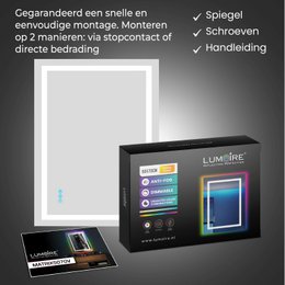 RGB-badkamerspiegel Lumoire Matrix verticaal 50 cm