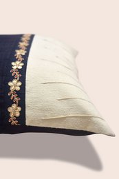 Handwoven Dupion Silk Cushion Cover Dabka Border - Two-Tone