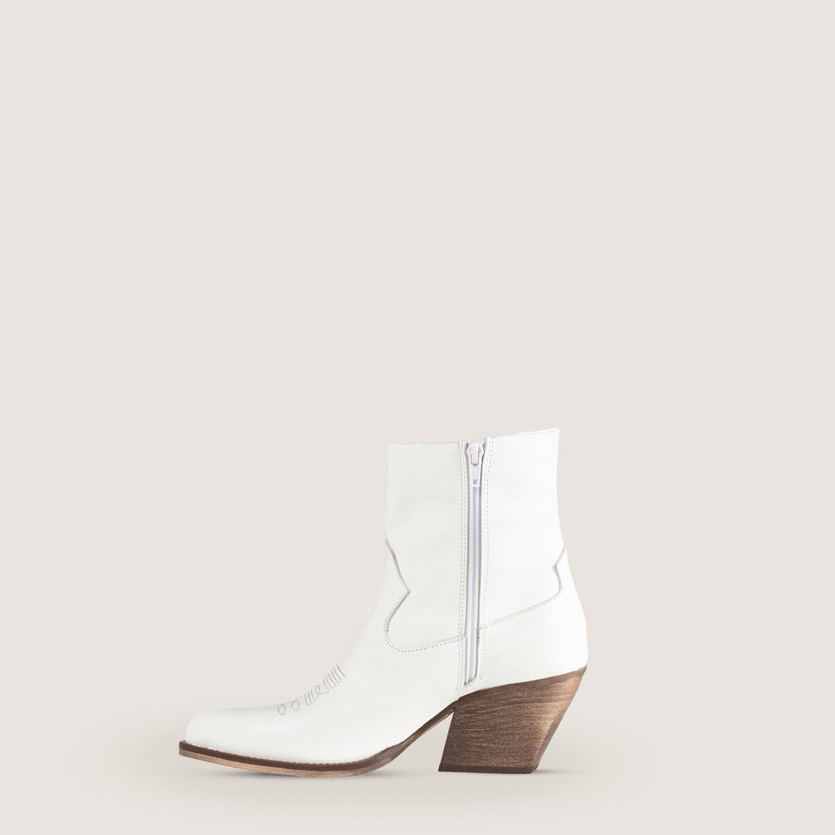 Janice White Texan Ankle Boots
