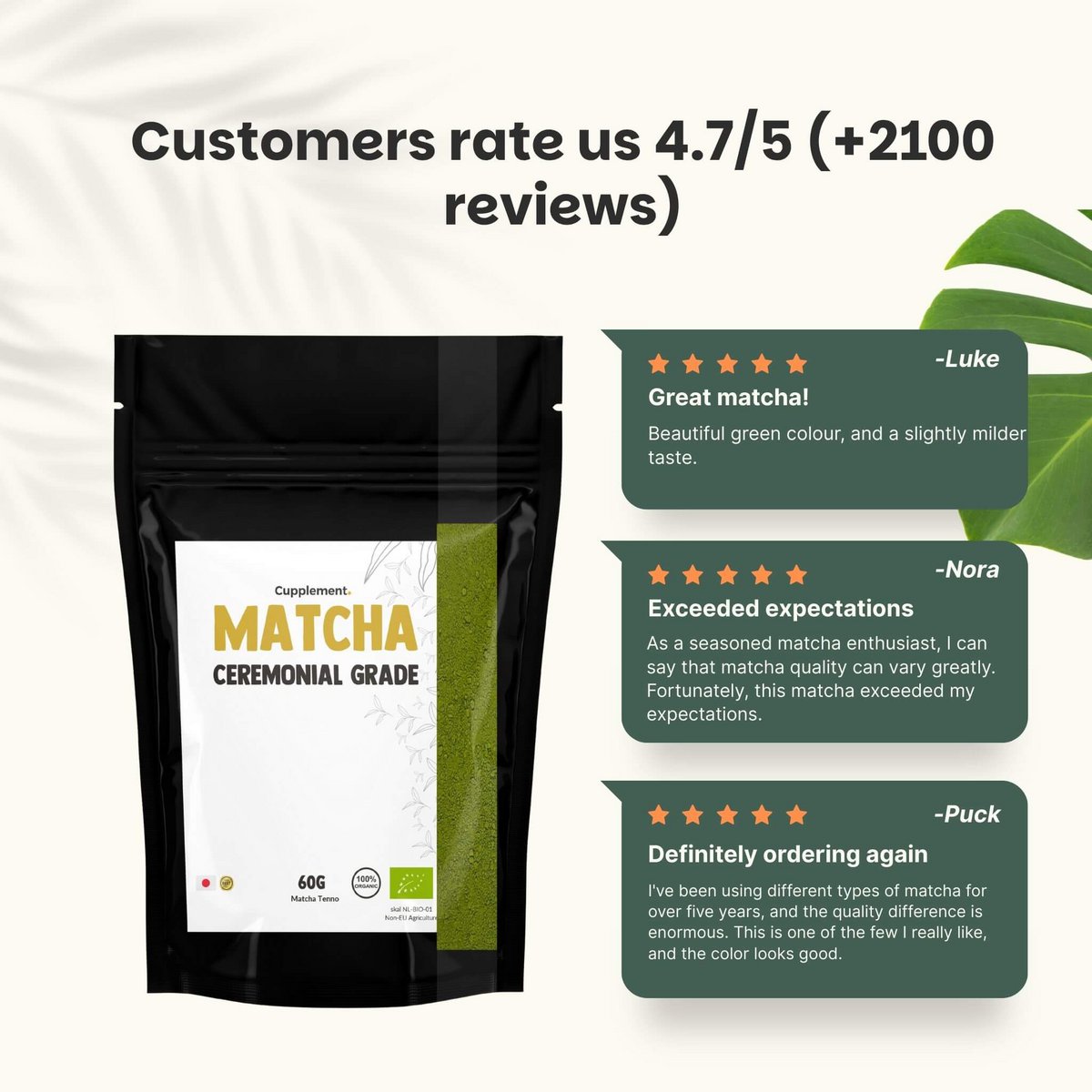 Matcha Poeder Ceremoniële Kwaliteit - 60 Gram