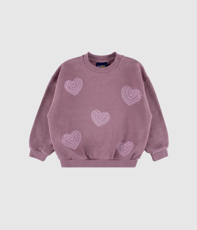 Embroidered Hearts Mauve Sweatshirt