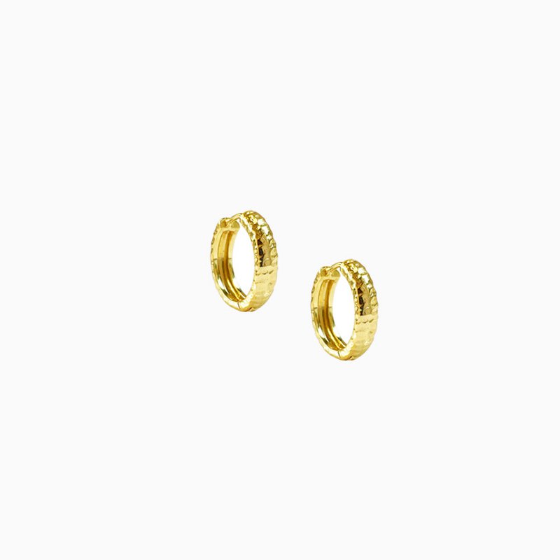 Hammered huggie hoops 14mm gold