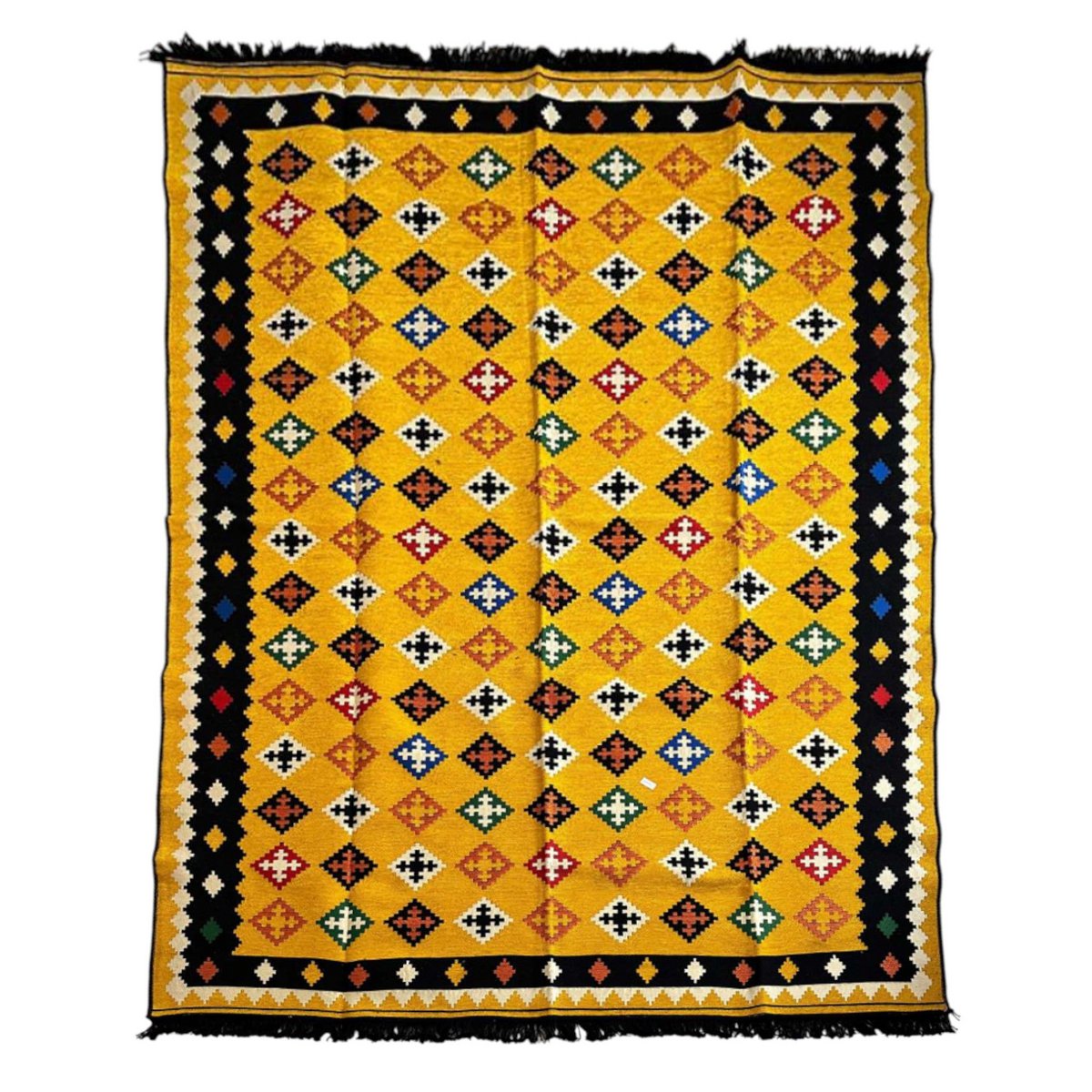 Tapijt met kilim -motieven- geel - 300x200x0,5 cm