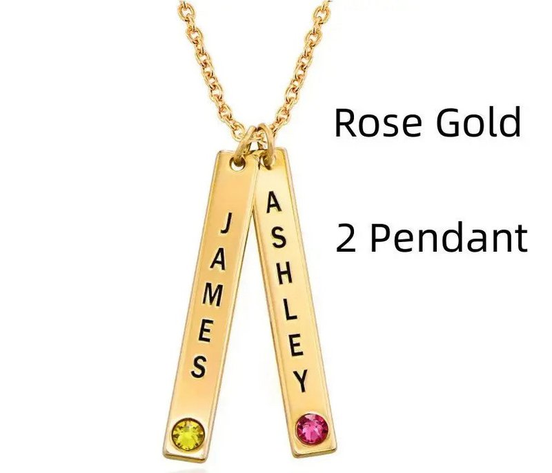 Personalisierte vertikale Halskette, Muttertagsgeschenk