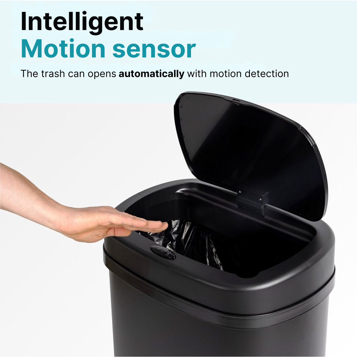 Papelera con sensor - Capacidad 60 litros - Acero inoxidable - Negro
