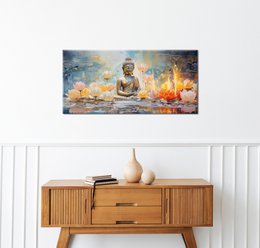 Wandbild BUDDHA 33x70 cm – Leinwandbild Keilrahmen Deko modern