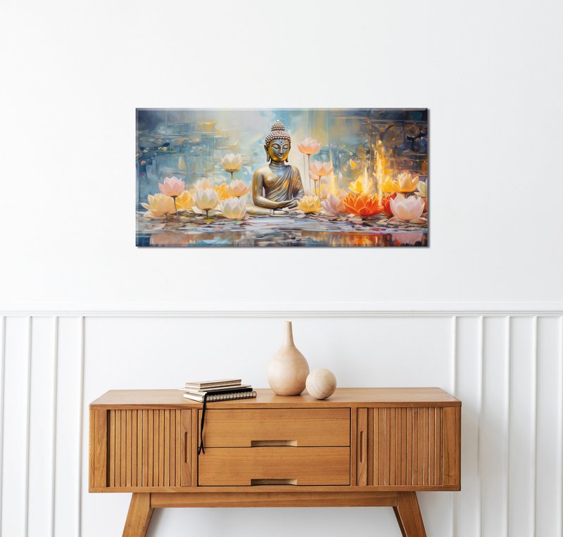 Wandbild BUDDHA 33x70 cm – Leinwandbild Keilrahmen Deko modern