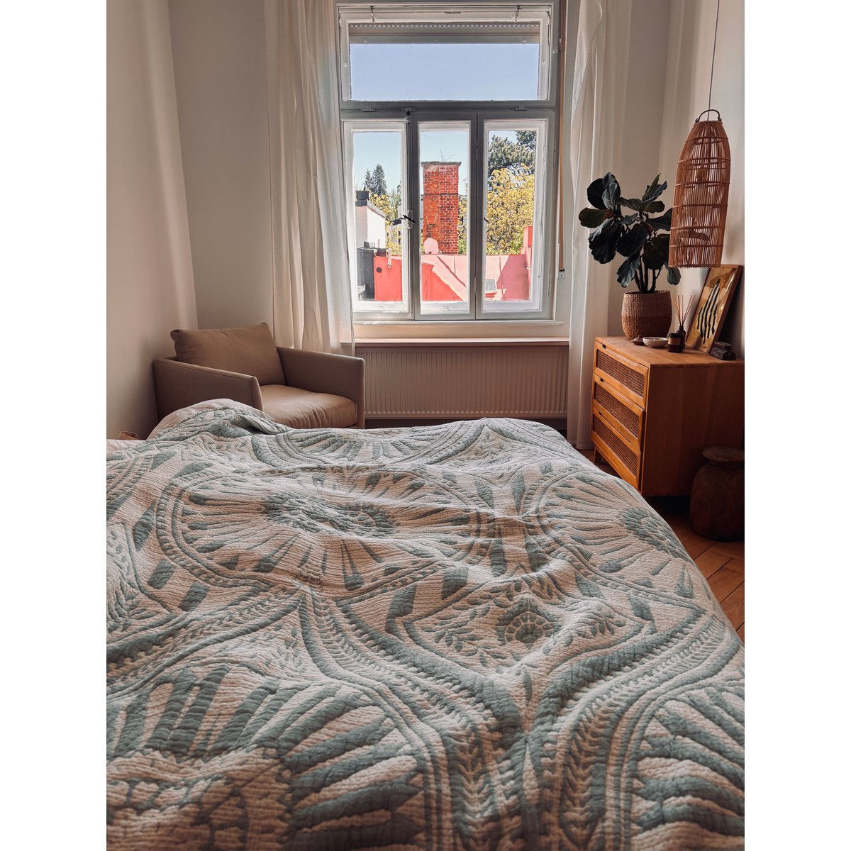 CALMA Musselin Decke - Mint - 2,20 x 2,30 m