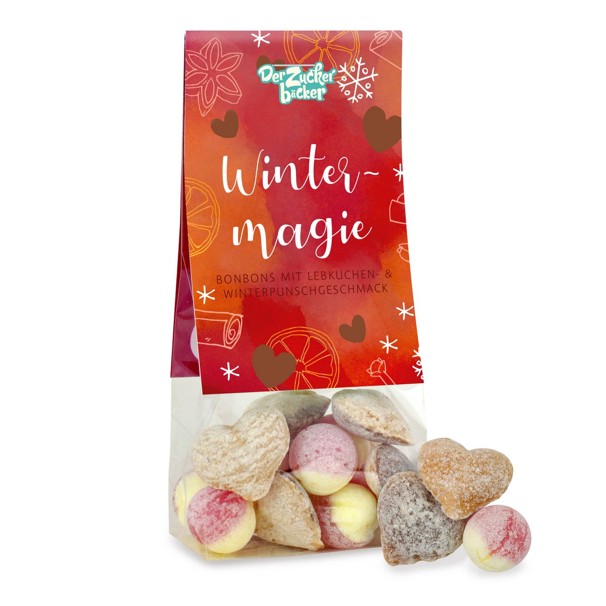 Snack bag magia invernale con mix di pan di zenzero e caramelle punch