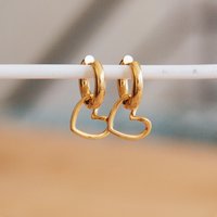 Stainless steel wide creole with open heart - gold