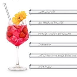 Hochzeitssprüche Edition 6x gravierte Glasstrohhalme perfektes kleines Hochzeitsgeschenk