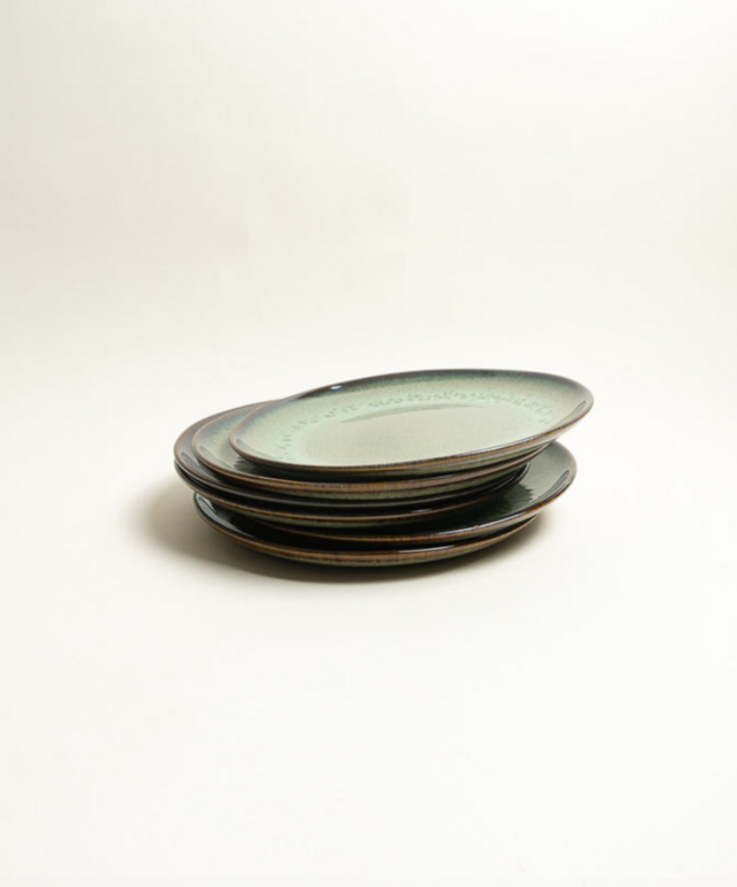 Evora Salad plate green x 6