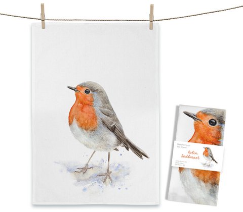 Tea towel Robin Redbreast