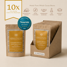 Lion’s Mane & Ceremonial Cacao | Golden Focus (10 pieces)