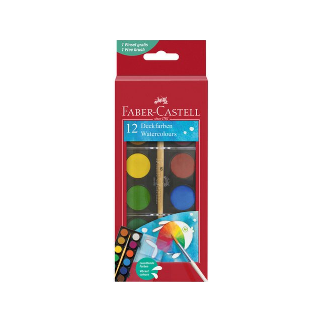 Watercolor box FC 12 colors (diameter 24mm) incl. brush