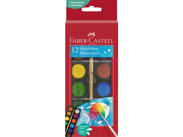 Watercolor box FC 12 colors (diameter 24mm) incl. brush