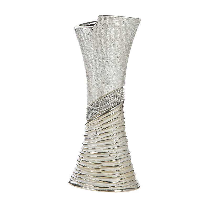 Vase rhinsten champagnefarvet, sølvfarvet H. 39 cm, VE 2