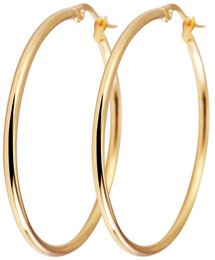 "Edina", pendientes de aro decorativos de acero inoxidable Ø 25 mm, color dorado